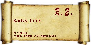 Radak Erik névjegykártya